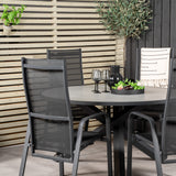 Parma - Stůl ø 140 - Black Alu / Grey Aintwood - Copacabana Recliner Chair - Black/Black 4