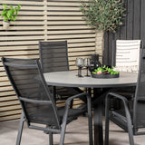 Parma - Stůl ø 140 - Black Alu / Grey Aintwood - Copacabana Recliner Chair - Black/Black 4