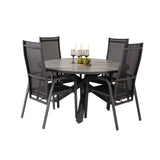 Parma - Stůl ø 140 - Black Alu / Grey Aintwood - Copacabana Recliner Chair - Black/Black 4