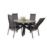 Parma - Stůl ø 140 - Black Alu / Grey Aintwood - Copacabana Recliner Chair - Black/Black 4
