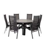 Parma - Stůl ø 140 - Black Alu / Grey Aintwood - Copacabana Recliner Chair - Black/Black 6