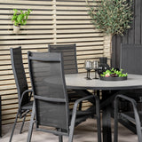 Parma - Stůl ø 140 - Black Alu / Grey Aintwood - Copacabana Recliner Chair - Black/Black 6