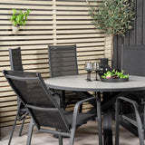 Parma - Stůl ø 140 - Black Alu / Grey Aintwood - Copacabana Recliner Chair - Black/Black 6