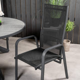 Parma - Stůl ø 140 - Black Alu / Grey Aintwood - Copacabana Recliner Chair - Black/Black 6