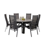 Parma - Stůl ø 140 - Black Alu / Grey Aintwood - Copacabana Recliner Chair - Black/Black 6