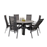 Parma - Stůl ø 140 - Black Alu / Grey Aintwood - Copacabana Recliner Chair - Black/Black 6