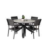 Parma - Stůl ø 140 - Black Alu / Grey Aintwood - Židle na patro (stohovatelné) - Black Alu / Black Aintwood 4