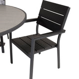 Parma - Stůl ø 140 - Black Alu / Grey Aintwood - Židle na patro (stohovatelné) - Black Alu / Black Aintwood 4