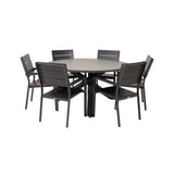 Parma - Stůl ø 140 - Black Alu / Grey Aintwood - Křeslo úrovně (stohovatelné) - Black Alu / Black Aintwood 6