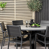 Parma - Stůl ø 140 - Black Alu / Grey Aintwood - Křeslo úrovně (stohovatelné) - Black Alu / Black Aintwood 6
