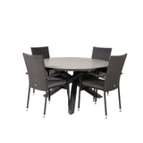 Parma - Stůl ø 140 - Black Alu / Grey Aintwood - Anna Chair - Black 4