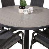 Parma - Stůl ø 140 - Black Alu / Grey Aintwood - Anna Chair - Black 6