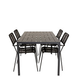 Jídelní stůl Break - 150*90 Black Alu / Black Aintwood +Křeslo Lindos - Black Alu / Black Rope_4