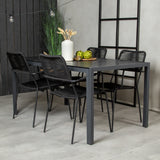 Jídelní stůl Break - 150*90 Black Alu / Black Aintwood +Křeslo Lindos - Black Alu / Black Rope_4