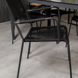 Jídelní stůl Break - 150*90 Black Alu / Black Aintwood +Křeslo Lindos - Black Alu / Black Rope_4