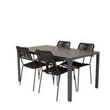 Jídelní stůl Break - 150*90 Black Alu / Black Aintwood +Křeslo Lindos - Black Alu / Black Rope_4