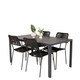 Jídelní stůl Break - 150*90 Black Alu / Black Aintwood +Křeslo Lindos - Black Alu / Black Rope_4