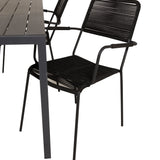 Jídelní stůl Break - 150*90 Black Alu / Black Aintwood +Křeslo Lindos - Black Alu / Black Rope_4