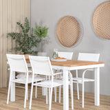 Jídelní stůl Panama 152/210*90 – křeslo bílé Alu / Teak+Santorini (stohovatelné