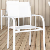 Jídelní stůl Panama 152/210*90 – křeslo bílé Alu / Teak+Santorini (stohovatelné