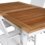 Jídelní stůl Panama 152/210*90 – křeslo bílé Alu / Teak+Santorini (stohovatelné