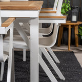 Jídelní stůl Panama 160/240*90 - Bílá Alu / Teak + křeslo Mexico (stohovatelné) - Bílá / Teak _6