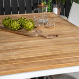 Jídelní stůl Panama 152/210*90 - Bílá Alu / Teak + křeslo Mexico (stohovatelné) - Bílá / Teak _4