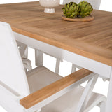 Jídelní stůl Panama 152/210*90 - Bílá Alu / Teak + křeslo Mexico (stohovatelné) - Bílá / Teak _4