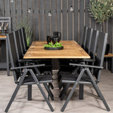 Jídelní stůl Panama 160/240*90 - Black Alu / Teak+Break 5:pos Židle - Black Alu / Black Textilene_8