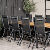Jídelní stůl Panama 160/240*90 - Black Alu / Teak+Break 5:pos Židle - Black Alu / Black Textilene_8