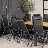 Jídelní stůl Panama 160/240*90 - Black Alu / Teak+Break 5:pos Židle - Black Alu / Black Textilene_8