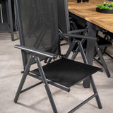 Jídelní stůl Panama 160/240*90 - Black Alu / Teak+Break 5:pos Židle - Black Alu / Black Textilene_8