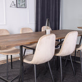 Padang Matbord - Svart / mörk Teak - 250*100*H76+Polar Jídelní židle - Černé nohy / Beige Velvet_6