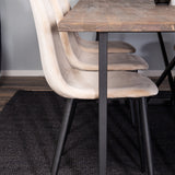 Padang Matbord - Svart / mörk Teak - 250*100*H76+Polar Jídelní židle - Černé nohy / Beige Velvet_6