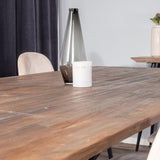 Padang Matbord - Svart / mörk Teak - 250*100*H76+Polar Jídelní židle - Černé nohy / Beige Velvet_6