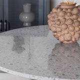 Jídelní stůl Razzia 106 cm - Šedá Terazzo / Černá+Polar Jídelní židle - Černé nohy / Béžová Velvet_4