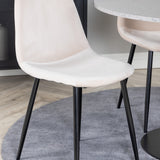 Jídelní stůl Razzia 106 cm - Šedá Terazzo / Černá+Polar Jídelní židle - Černé nohy / Béžová Velvet_4