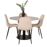 Jídelní stůl Razzia 106 cm - Šedá Terazzo / Černá+Polar Jídelní židle - Černé nohy / Béžová Velvet_4