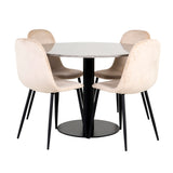 Jídelní stůl Razzia 106 cm - Šedá Terazzo / Černá+Polar Jídelní židle - Černé nohy / Béžová Velvet_4