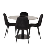 Jídelní stůl Razzia 106 cm - Šedá Terazzo / Jídelní židle Black+Polar - Černé nohy / Black Velvet_4