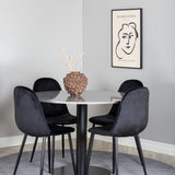 Jídelní stůl Razzia 106 cm - Šedá Terazzo / Jídelní židle Black+Polar - Černé nohy / Black Velvet_4