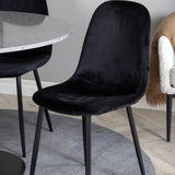 Jídelní stůl Razzia 106 cm - Šedá Terazzo / Jídelní židle Black+Polar - Černé nohy / Black Velvet_4