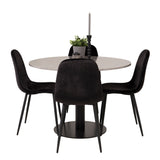 Jídelní stůl Razzia 106 cm - Šedá Terazzo / Jídelní židle Black+Polar - Černé nohy / Black Velvet_4