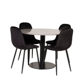 Jídelní stůl Razzia 106 cm - Šedá Terazzo / Jídelní židle Black+Polar - Černé nohy / Black Velvet_4