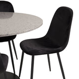 Jídelní stůl Razzia 106 cm - Šedá Terazzo / Jídelní židle Black+Polar - Černé nohy / Black Velvet_4