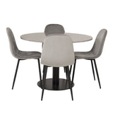 Jídelní stůl Razzia 106 cm - Šedá Terazzo / Jídelní židle Black+Polar - Černé nohy / Světle Šedá Velvet_4