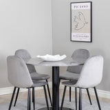 Jídelní stůl Razzia 106 cm - Šedá Terazzo / Jídelní židle Black+Polar - Černé nohy / Světle Šedá Velvet_4