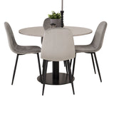 Jídelní stůl Razzia 106 cm - Šedá Terazzo / Jídelní židle Black+Polar - Černé nohy / Světle Šedá Velvet_4