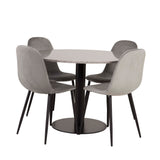 Jídelní stůl Razzia 106 cm - Šedá Terazzo / Jídelní židle Black+Polar - Černé nohy / Světle Šedá Velvet_4