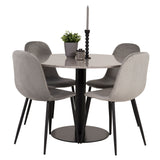 Jídelní stůl Razzia 106 cm - Šedá Terazzo / Jídelní židle Black+Polar - Černé nohy / Světle Šedá Velvet_4